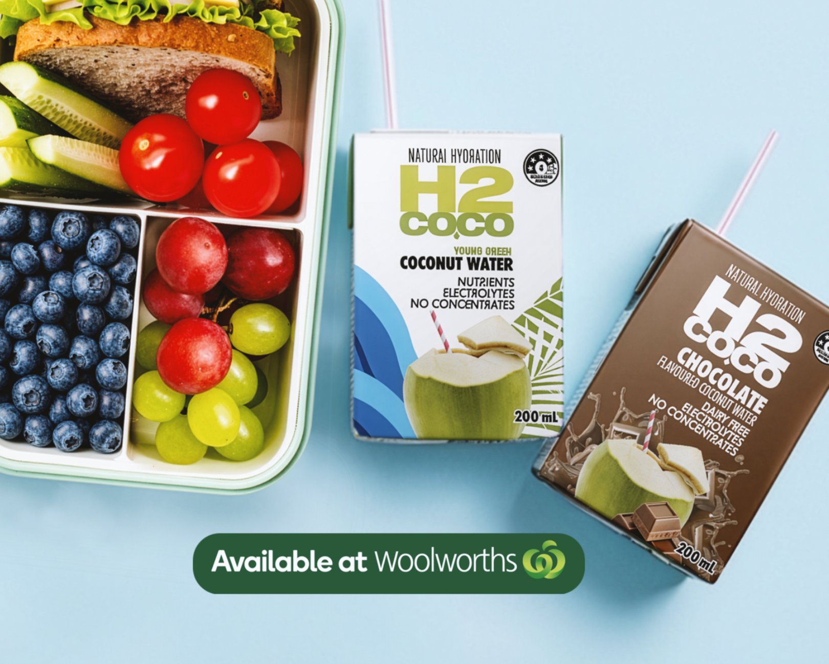 H2coco Pure Coconut Water & Chocolate Coconut Water 200mL - AVAILABLE