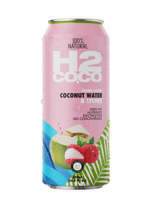 H2coco Pure Coconut Water & Lychee 500mL x12 can